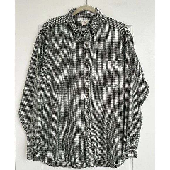 Vintage J Crew Oarsman Flannel Shirt Mens Size L Houndstooth Green 90s Outdoor - Picture 2 of 10